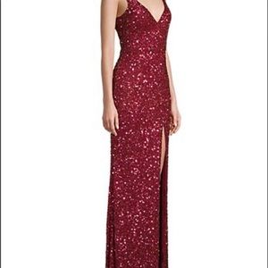 Mac Duggal V-Neck Sequin Sheath Gown